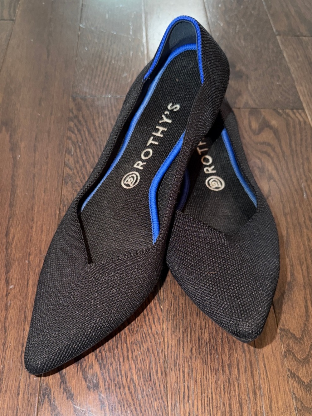 Rothy's Black Pointed-Toe Knit Flats - Size 10